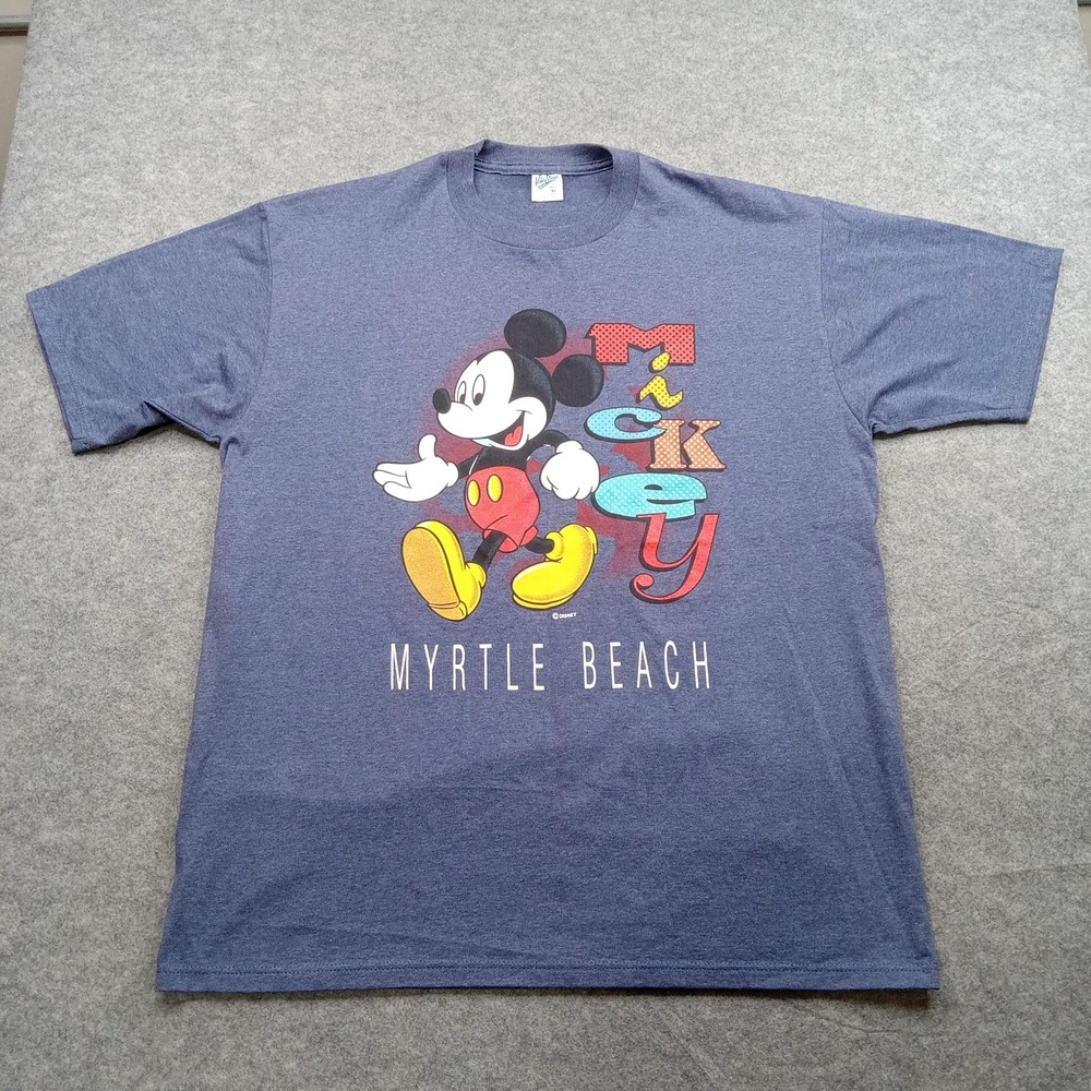 Vtg Disney Shirt‎ Mens XL Mickey Mouse Myrtle Beach Graphic Velva Sheen Souvenir